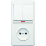 Блок БКВР-213 Бэлла (2-кл. выкл. с инд. + розетка) бел. Кунцево 5829
