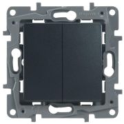 Переключатель 2-кл. СП Etika Plus 10А IP20 250В 10AX безвинтов. зажимы механизм антрацит IEK 672612