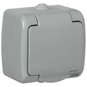 Розетка 1-м ОП AQUATIC РСш12-2-А 16А IP54 с заземл. с крышкой GENERICA ERA12-K03-16-54