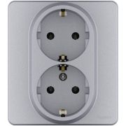 Розетка Inspiria 16А 250В 2х2P+E немецк. стандарт алюм. IEK 673752